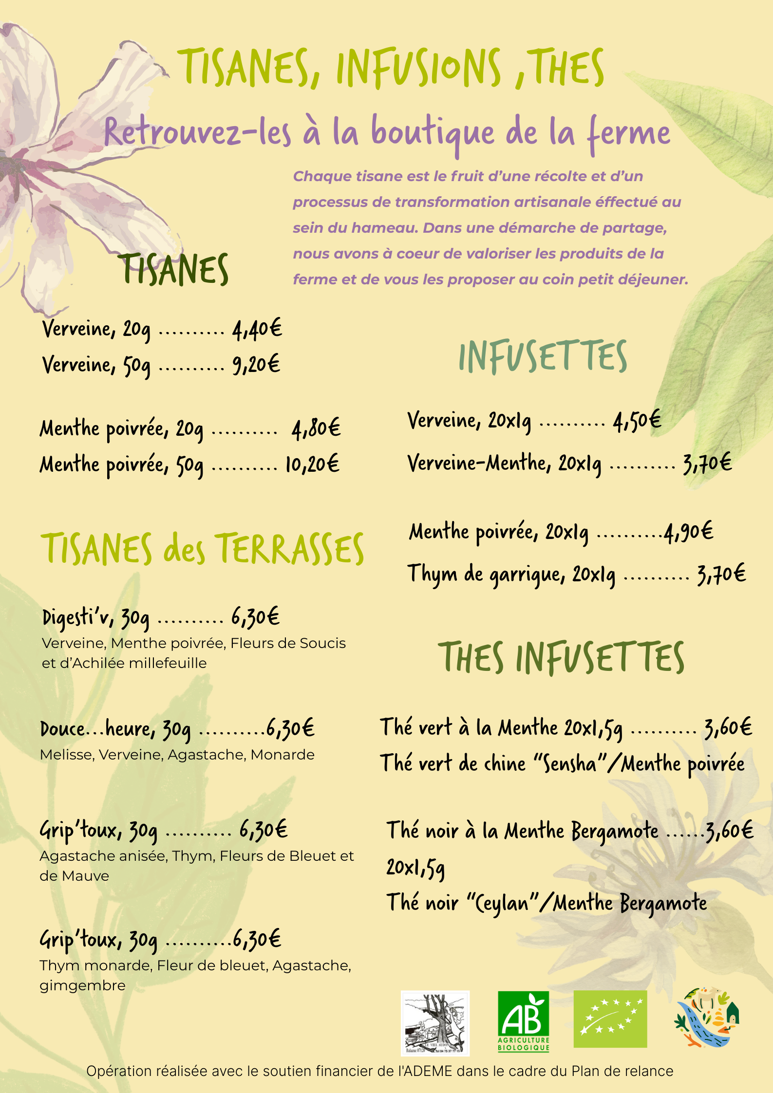 Encart tisane ferme